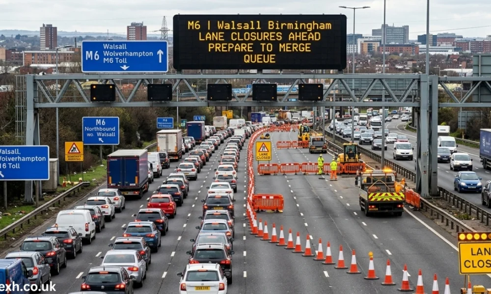 M6 Walsall Birmingham Lane Closures