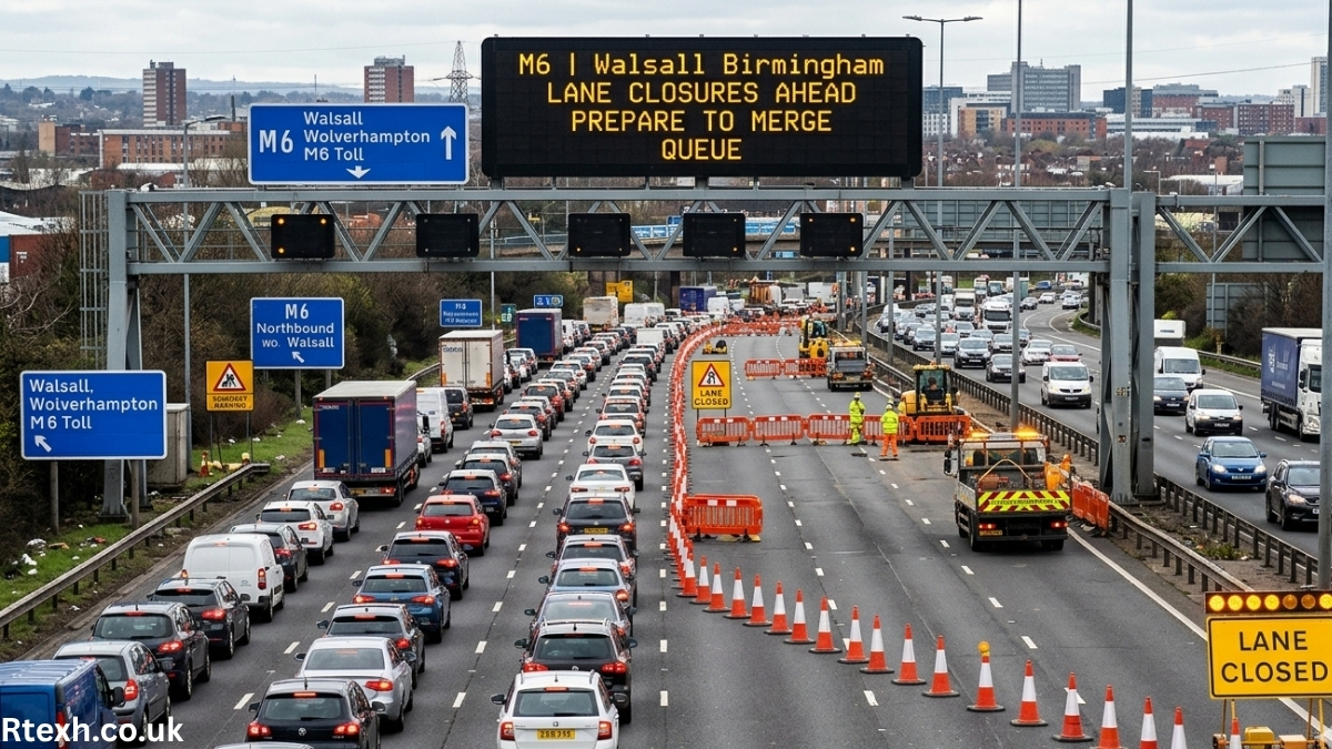 M6 Walsall Birmingham Lane Closures